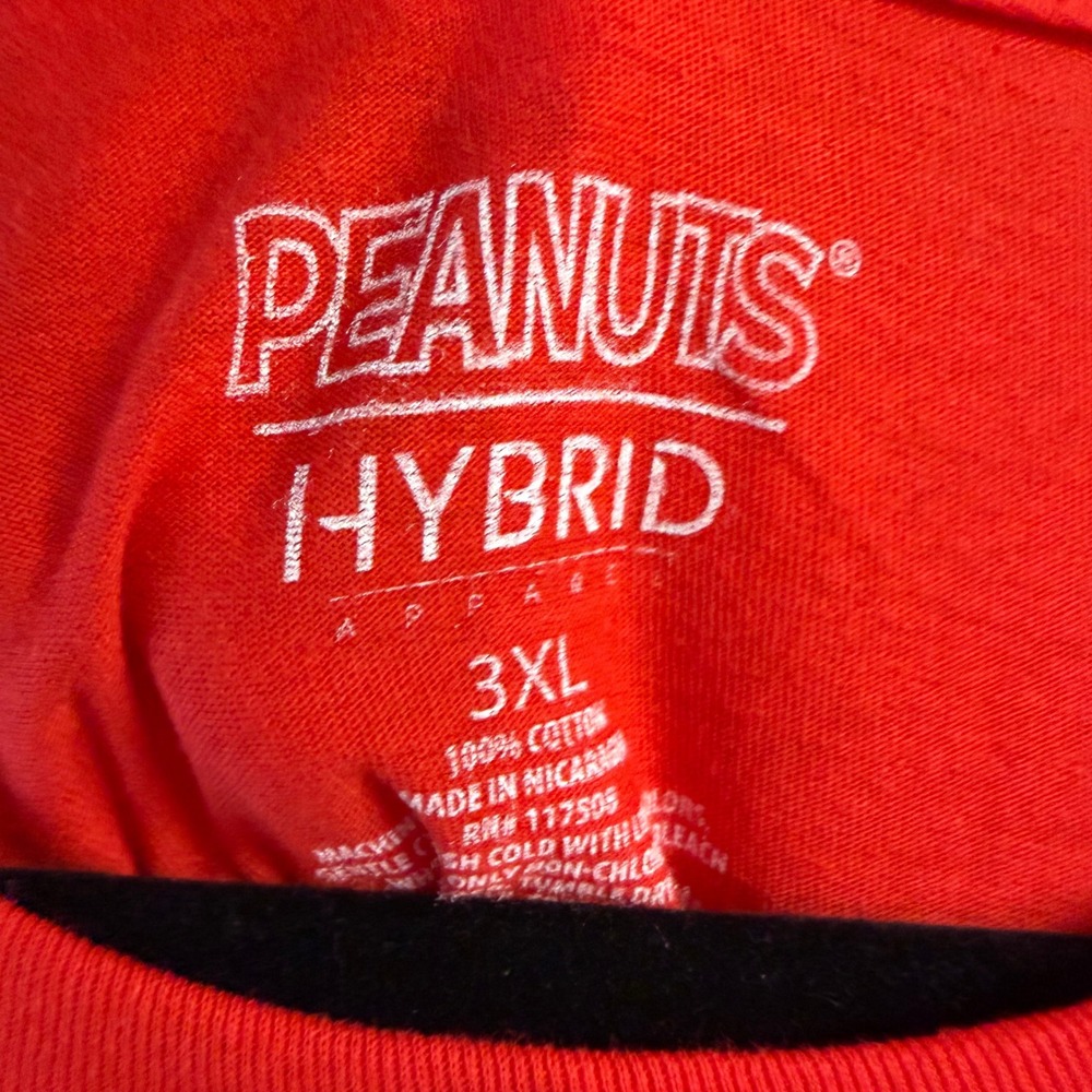 Peanuts Snoopy Woodstock Not Today Red Graphic T-Shirt 3XL Hybrid Apparel Cotton - Picture 2 of 4